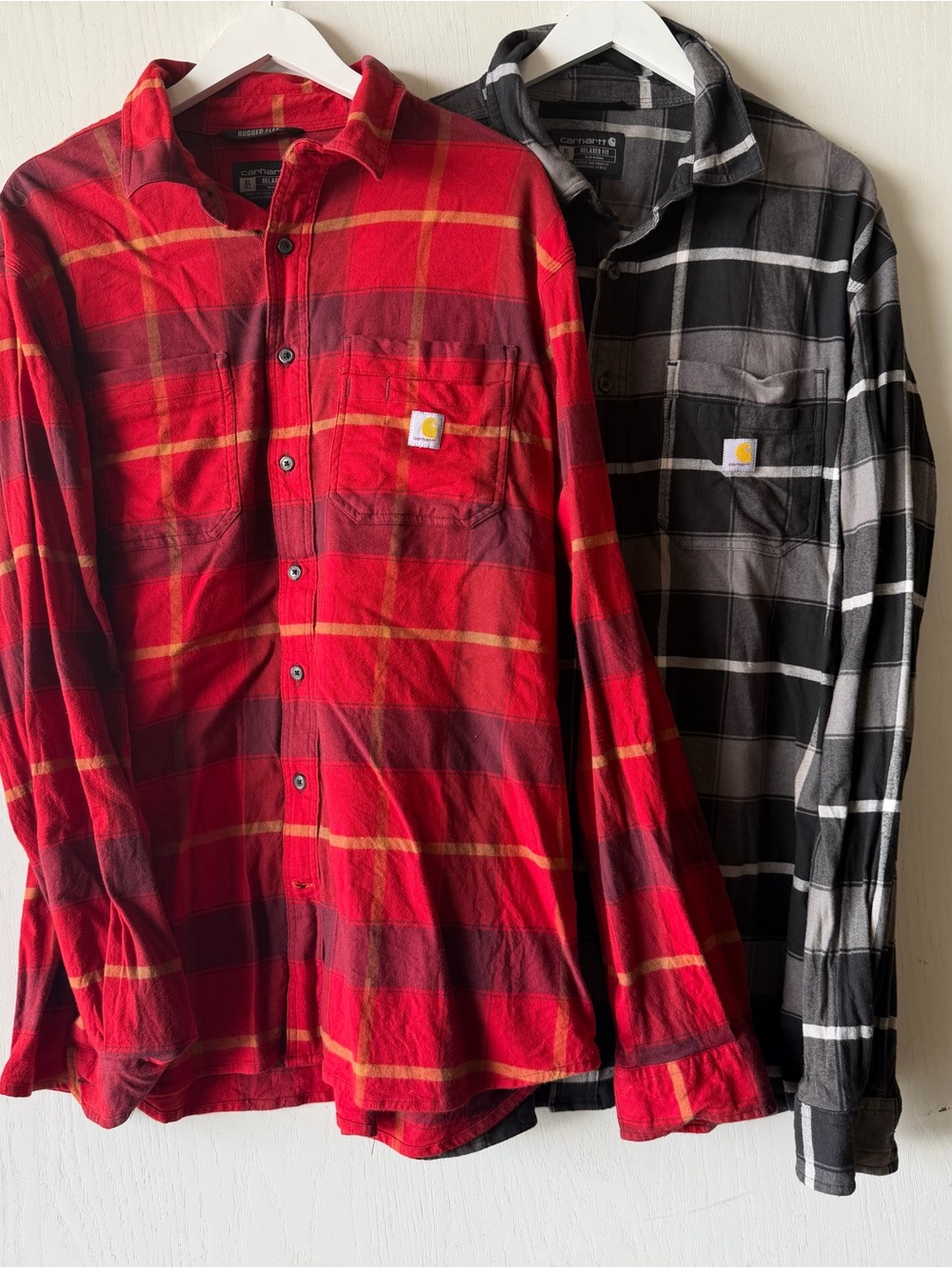 Carhartt Rugged Flex Midweight Flannel Shirt Mens Tall XLT Cotton Blend Lot of 2